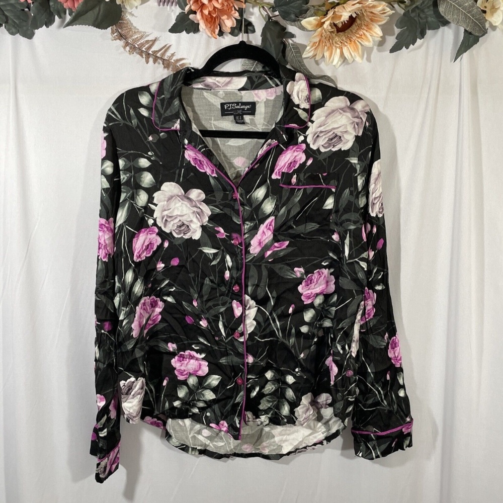 NWD PJ Salvage Luxe [ SMALL ] Long‎ Sleeve Button Down Pajama Top Floral